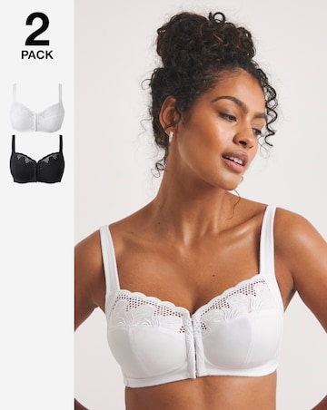 Naturally Close Elana 2 Pack Black/White Front Fastening Full Cup Bra