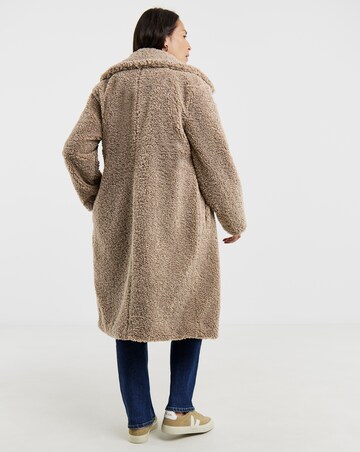 Mushroom Button Front Borg Teddy Coat