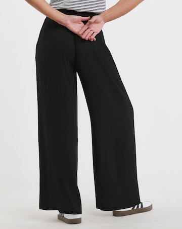 Crinkle Shirred Waist Wide Leg Trousers