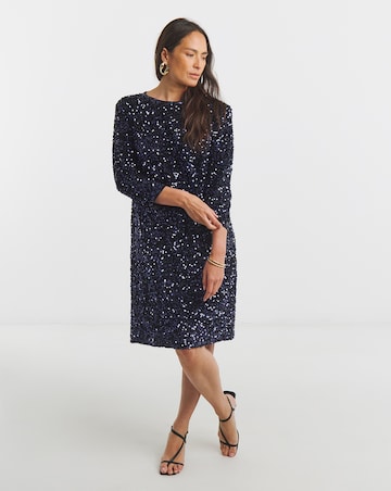 Bow Back Velvet Sequin Shift Dress