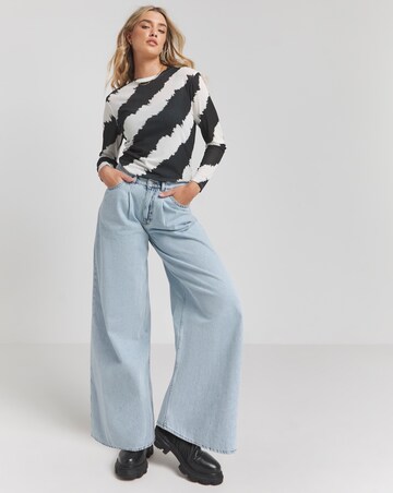Simply Be Black & White Print Mesh Top