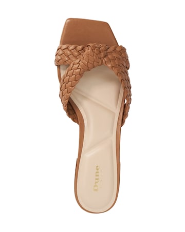 Dune Lacees Tan Woven Leather Sandals - Standard Fit (D)