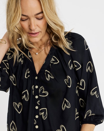 Collarless Button Through Blouse