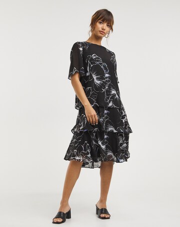Joanna Hope Mono Floral Tiered Layer Printed Dress