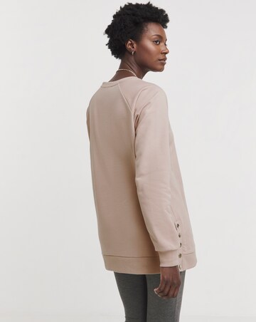 Blush Crew Neck Popper Side Longline Sweatshirt