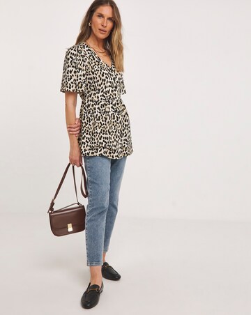 Angel Sleeve Button Front Longline Top