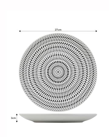 Waterside White Pad Print 16 Piece Dinner Set