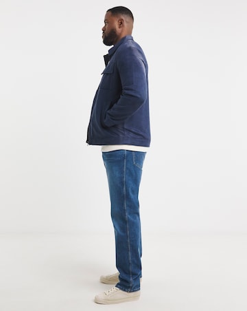 Navy Faux Suede Zip Jacket