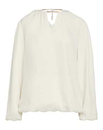 Joanna Hope Puff Sleeve Blouse With Neck Detail