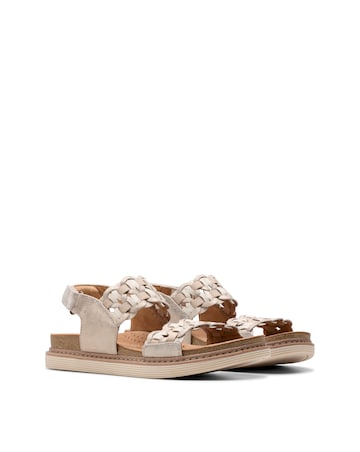 Clarks Metallic Arwell Glide Woven Strap Leather Sandal Standard Fit