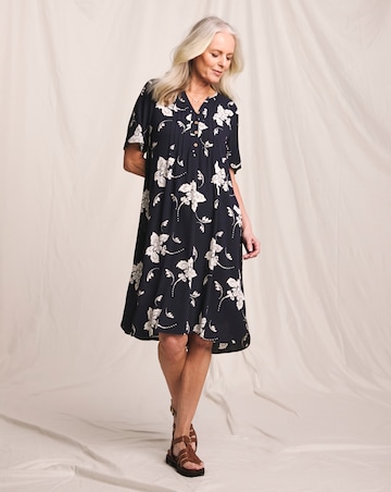 Julipa Printed Textured Crinkle Shift Dress