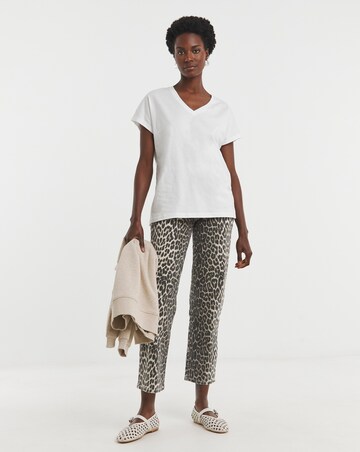 Pure Cotton White Basic V-Neck Short Sleeve T-Shirt