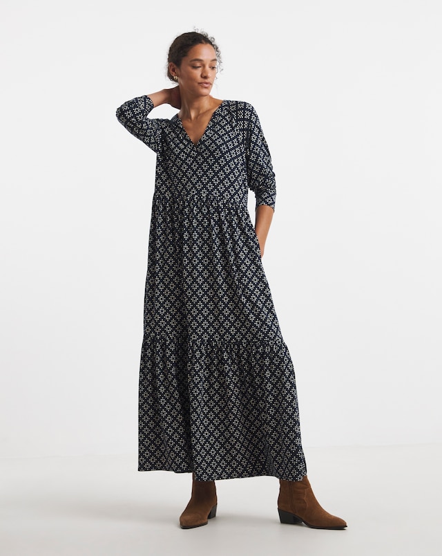 Soft Touch Long Sleeve Notch Neck Dress