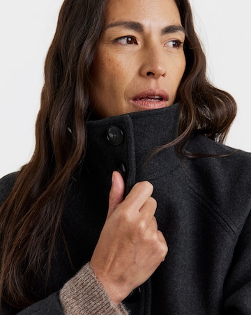 Charcoal Funnel Neck Longline Coat