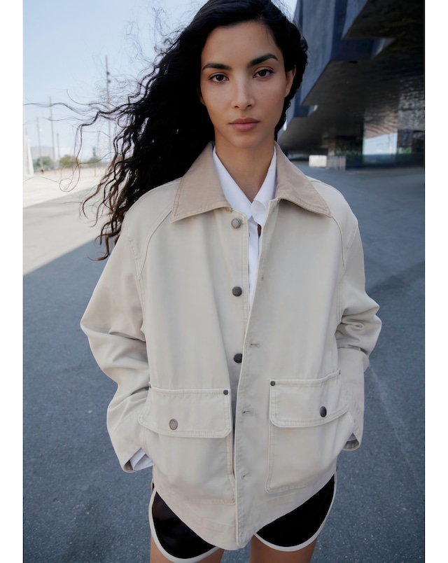 Mango Beige Jacket With Contrasting Collar
