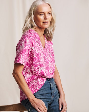 Julipa Pure Cotton V-Neck Contrast Stitch Top