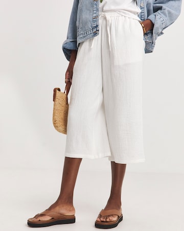 White Cheesecloth Culottes