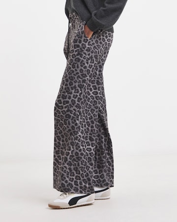 Grey Animal Textured Wide Leg Trouser