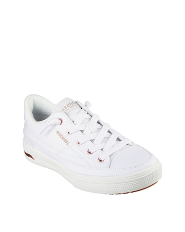 Skechers White Arch Fit Arcade Canvas Fashion Trainer-Standard Fit (D)