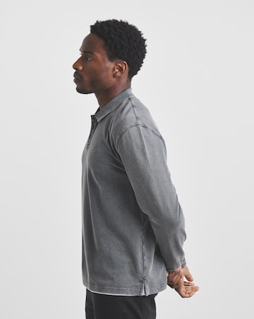 Union Garment Dyed Long Sleeve Polo-Grey