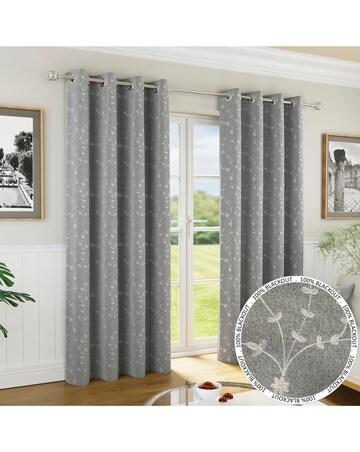 Tivoli Thermal Blackout Embroidered Eyelet Curtains