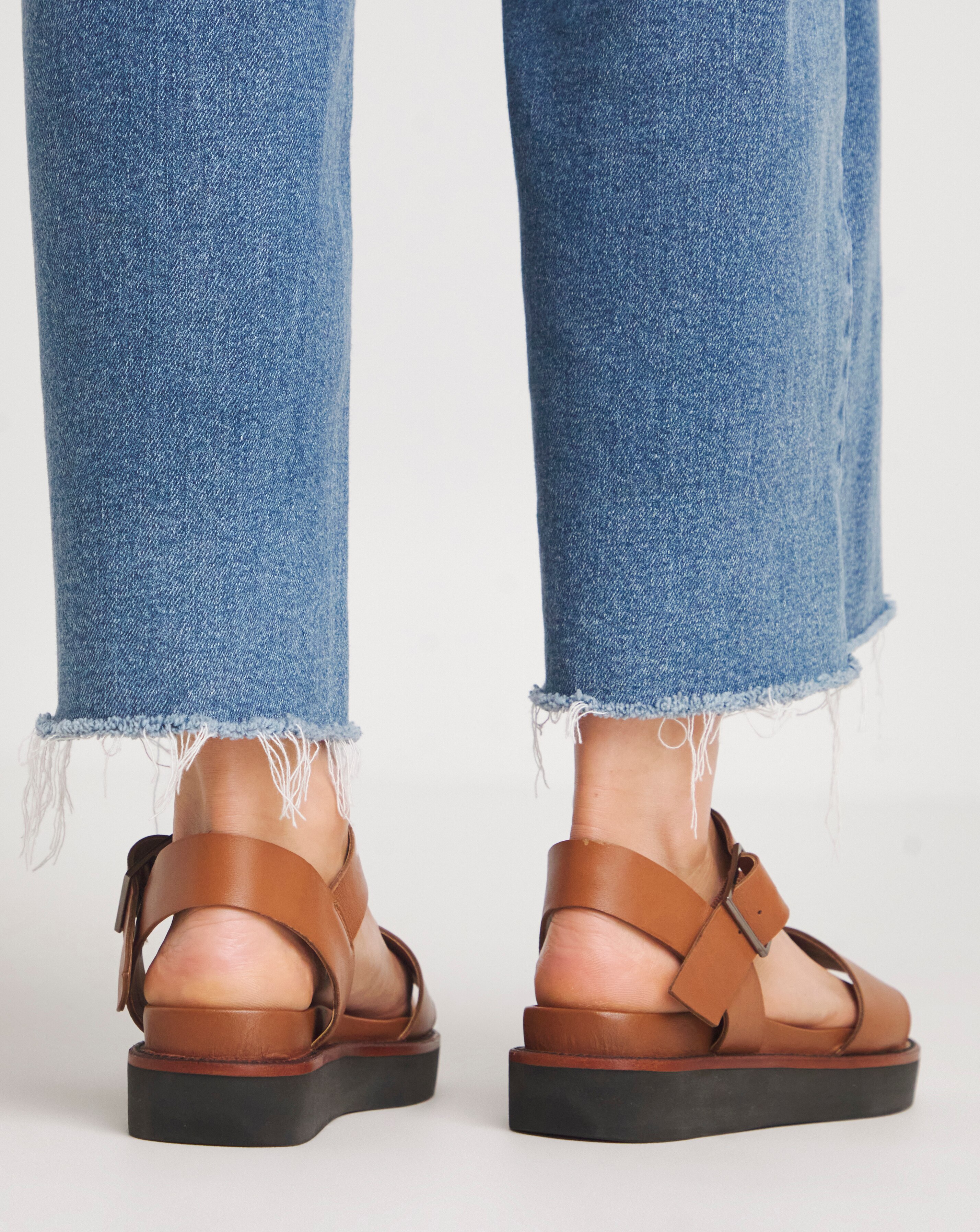 Tabitha Leather Bar Chunky Sandals - Extra Wide Fit (EEE