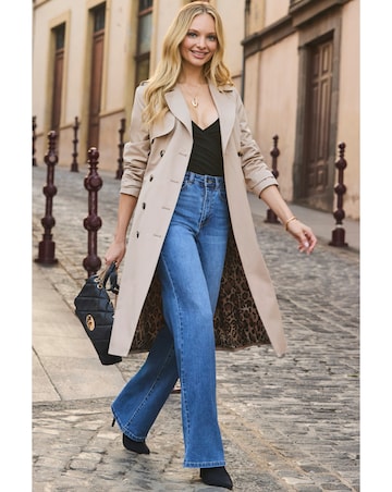 Sosandar Double Breasted Animal Lined Trench