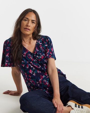 Angel Sleeve Button Front Top