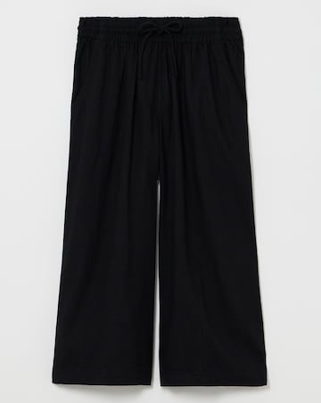 Simply Be Black Tie Waist Linen Culottes