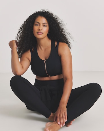 Figleaves Two Layer Zip Front Sports Bra (B-F) Black