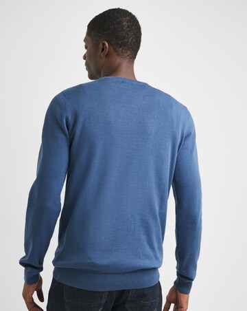 Blue Cotton Crew Neck Jumper