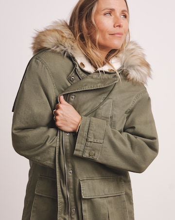 Anthology Khaki Cotton Parka Coat