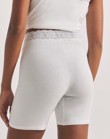 Pretty Secrets (2 Pack) Lace Trim Cotton Comfort Shorts White/Black