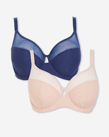 Pretty Secrets (2 Pack) Maisie Mesh Minimiser Wired Bras (D-H) Navy/Cream