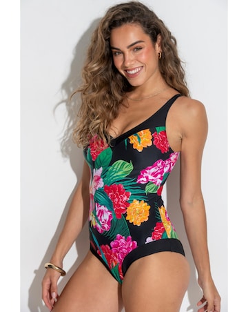Pour Moi Contour Tummy Control Swimsuit Black Multi