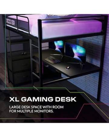 X Rocker Battlebunk XL RGB Double High Sleeper Bed