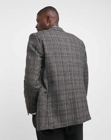 Brown Textured Check Regular Suit Jacket