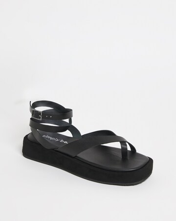 Faye Toe Post Ankle Tie Flatform Sandals - Extra Wide Fit (EEE)