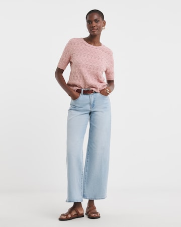 Blush Crochet Short Sleeve Jumper