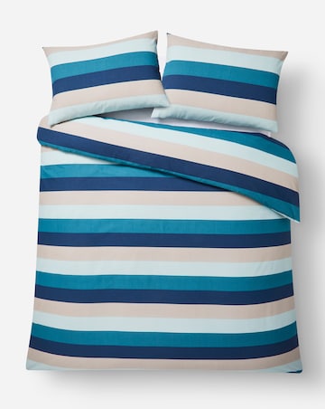 Blake Stripe Cotton Blend Reversible Duvet Cover Set