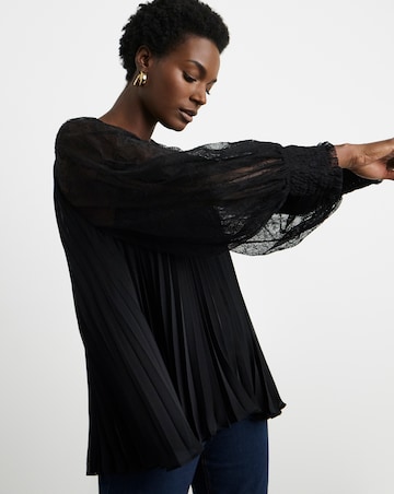 Joanna Hope Pleated Blouse With Lace Sleeve