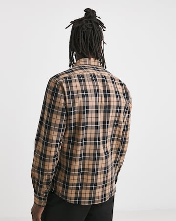 BOSS Long Sleeve Beige Check Shirt