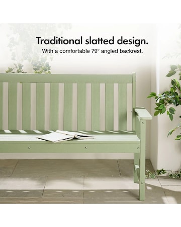 VonHaus Westport Green Wooden Garden Bench - 2 Seater