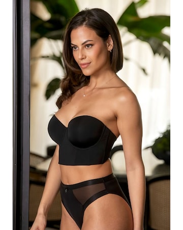 Pour Moi Definitions Longline Strapless Low Back Wired Bra Black