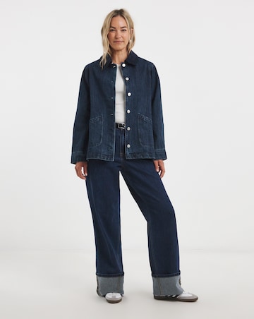 Indigo Cord Collar Denim Barn Jacket