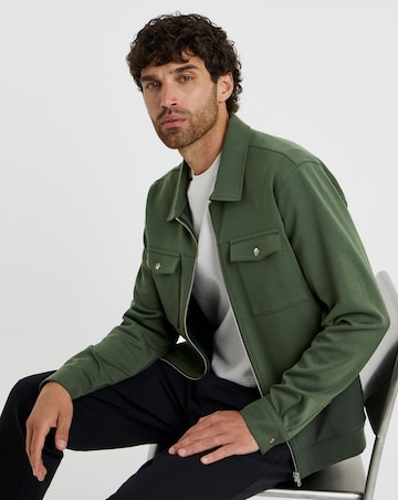 Folio Interlock Zip Shacket-Khaki