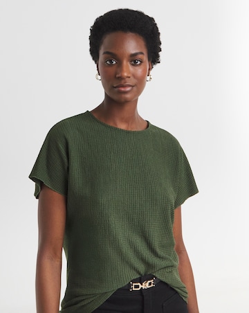 Olive Crew Neck Textured Top