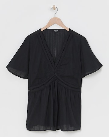 Trim Detail Flutter Sleeve Top