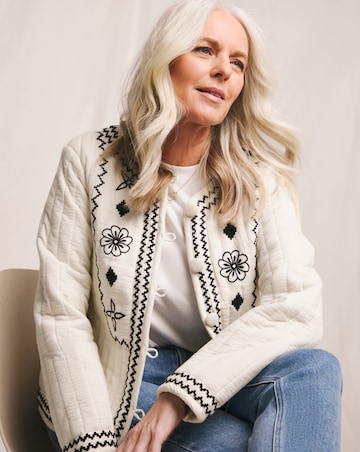 Julipa Pure Cotton Textured Embroidered Jacket