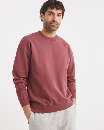 Relaxed Fit Garment Dyed Crew Sweatshirt- Cranberry